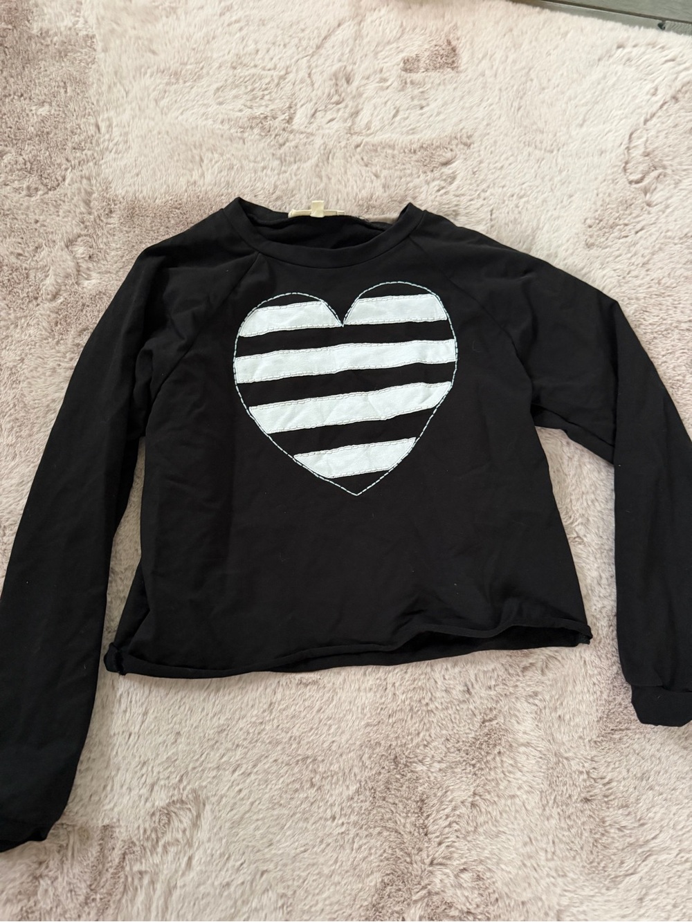 Synergy Organic Clothing Black Long-Sleeve Tee with White Striped Heart